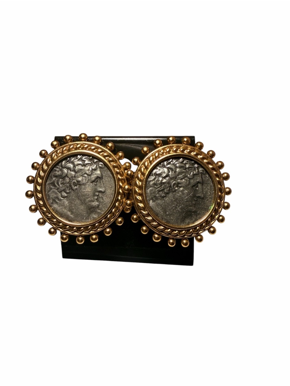 Vintage Coin Medallion Statement Earrings in Gold and Silver